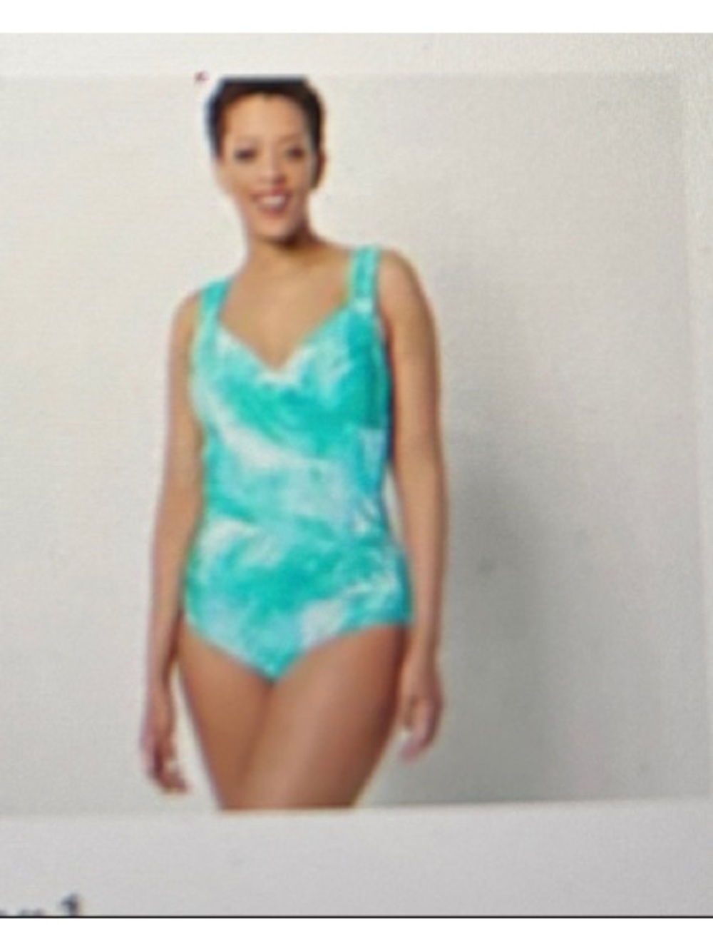 Jantzen Turquoise & White Tropical Leaf One-Piece Swimsuit - Picture 5 of 5